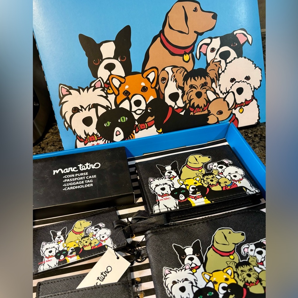 Marc Tetro Dogs Galore Wallet & Travel Accessory Gift Set - New in Box